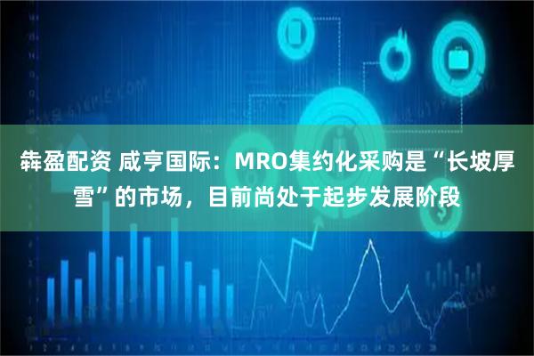 犇盈配资 咸亨国际：MRO集约化采购是“长坡厚雪”的市场，目前尚处于起步发展阶段